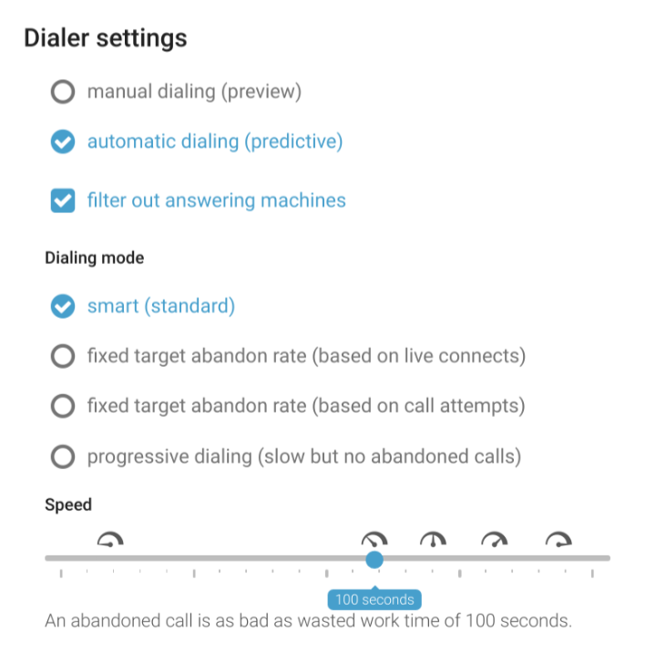 The four different dialing modes