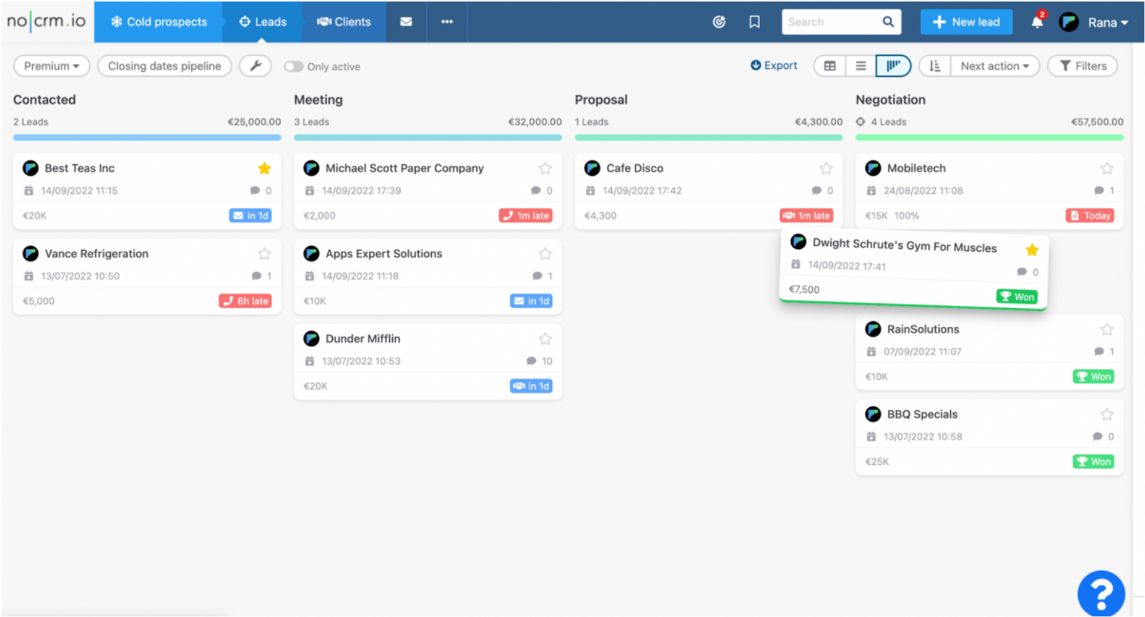 A sales pipeline example in noCRM