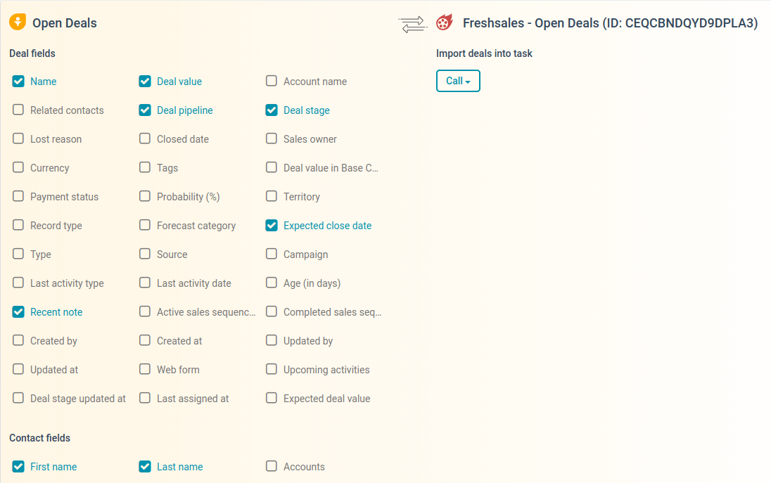 Página de configuração