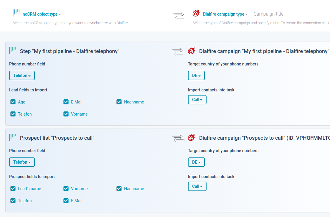 Page de configuration