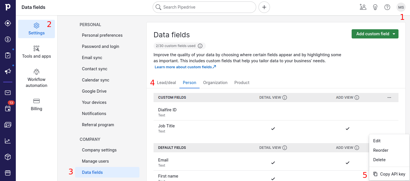 Pipedrive Custom Fields